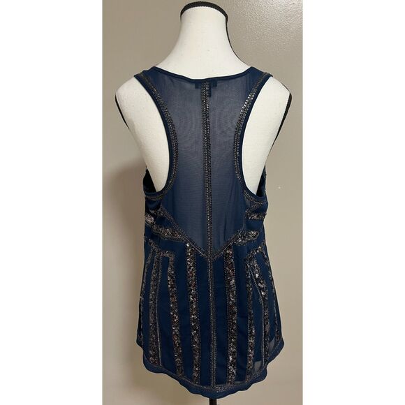 Express sequin and mesh embellished racer-back tank. Size L. - Picture 2 of 6